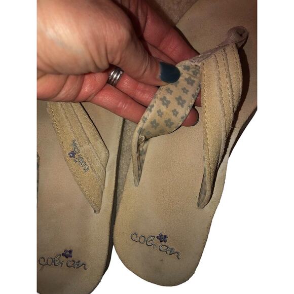 Cobian Women's Flip Flops Sz 7 Dixie Cream One Piece Lined Strap - Picture 6 of 9